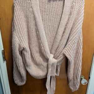 Falls Creek Women's Light Pink Tie-Front Cardigan